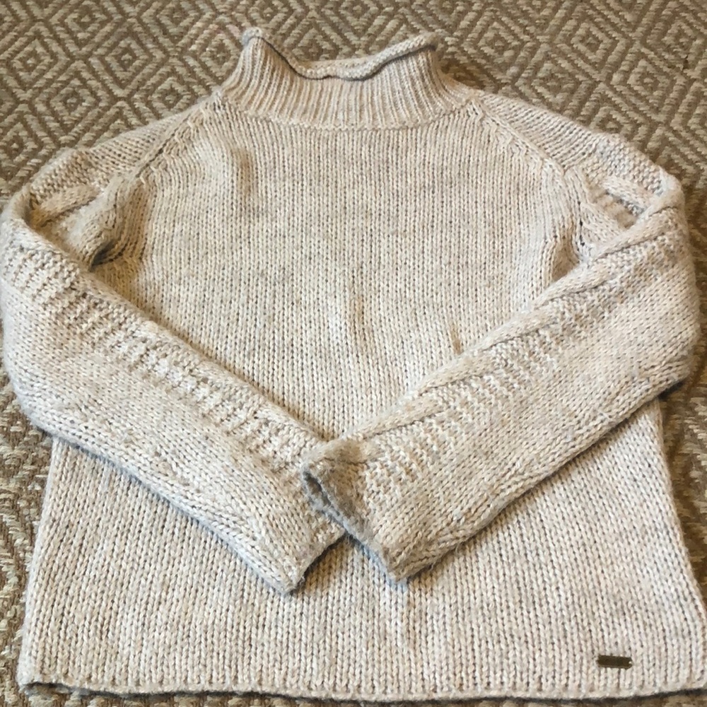 Barbour Beige Roll Neck Turtleneck Sweater, Size 4